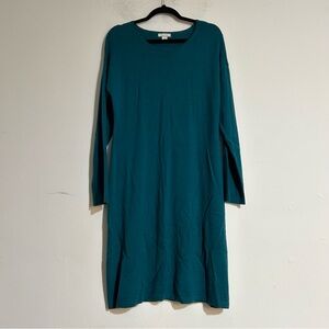 Garnet Hill Modern Merino Wool Sweater Dress Teal Green Size Large